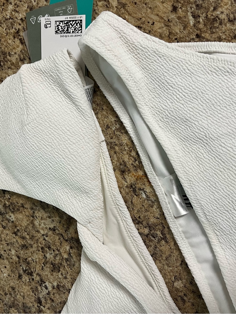 NWT White H&M Textured Women's bikini swimsuit Top 6 Bottom 4
